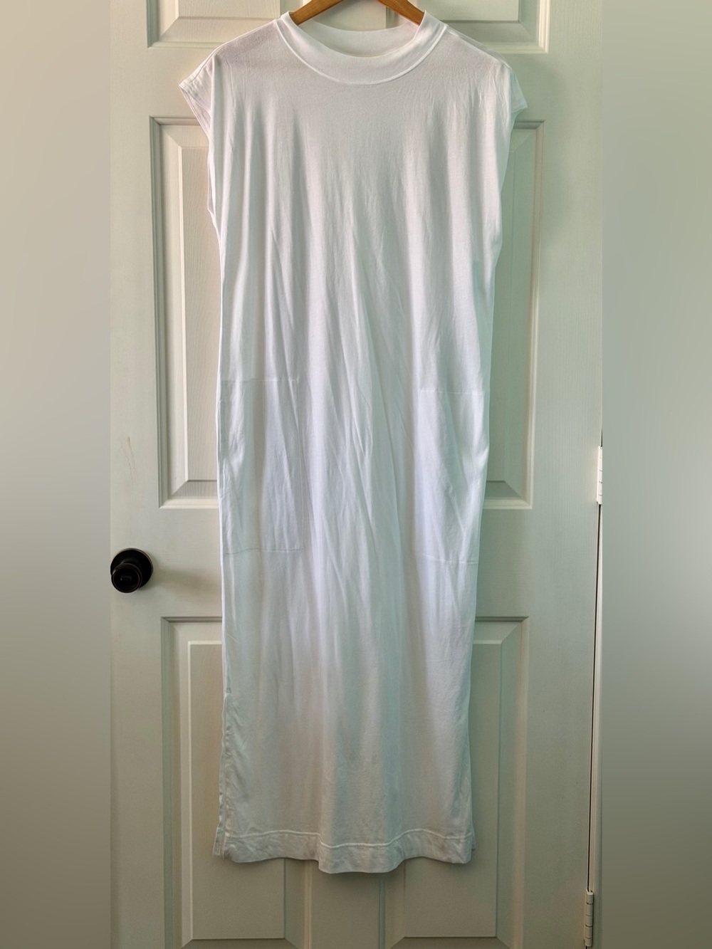 Free People FP Beach Maxi T-Shirt Dress White Pockets Side Slits S NWT
